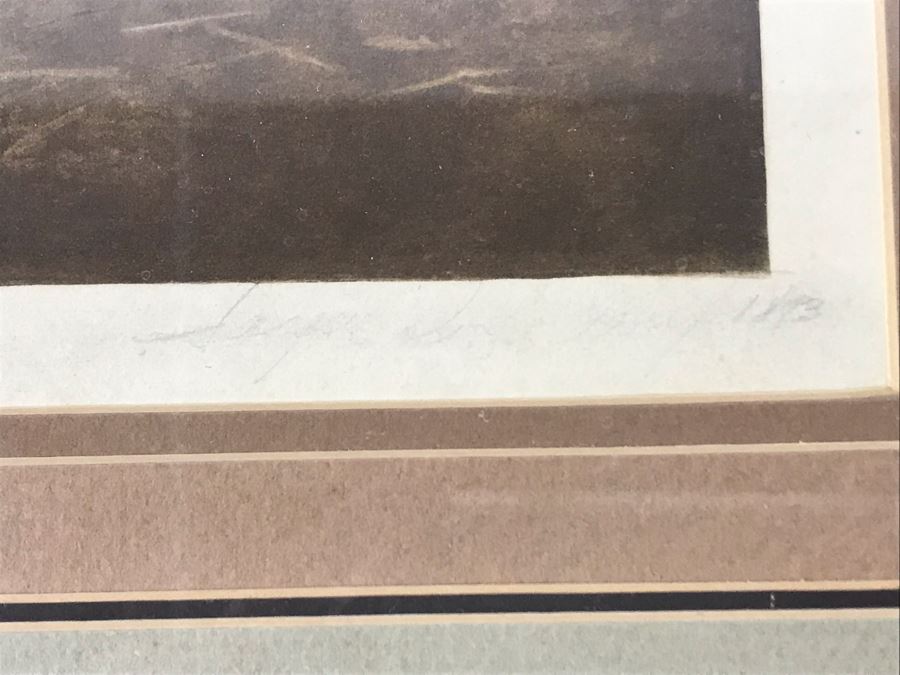 Vintage Hand Signed Limited Edition Print Of Horse Stable Hunting Preparation With Dogs - Artist Signature Illegible Framed 22 X 16 [Photo 7]