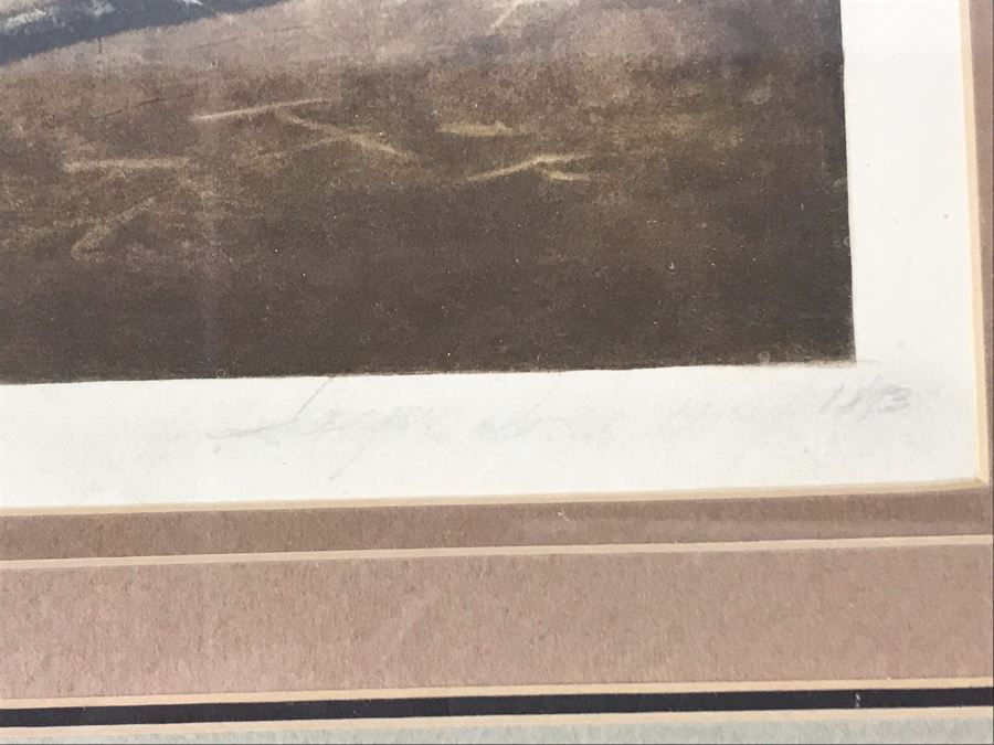 Vintage Hand Signed Limited Edition Print Of Horse Stable Hunting Preparation With Dogs - Artist Signature Illegible Framed 22 X 16 [Photo 10]