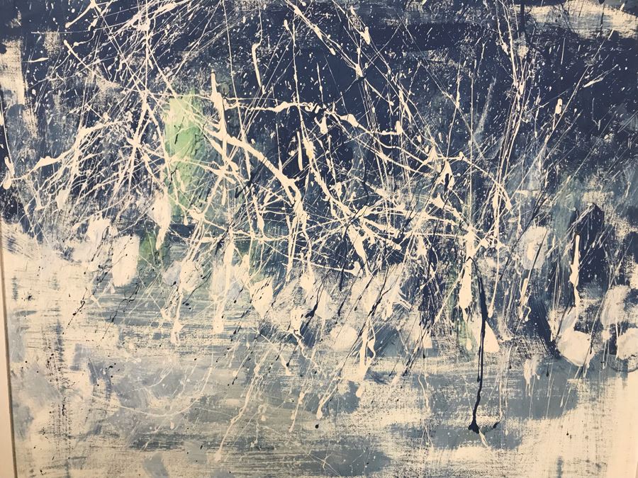 Evadne Baker (1937-1995) RARE Original Abstract Painting From Actress Evadne Baker (Played Sister Bernice In The Sound Of Music) Jackson Pollock Style Painting Framed 33 X 37 [Photo 7]