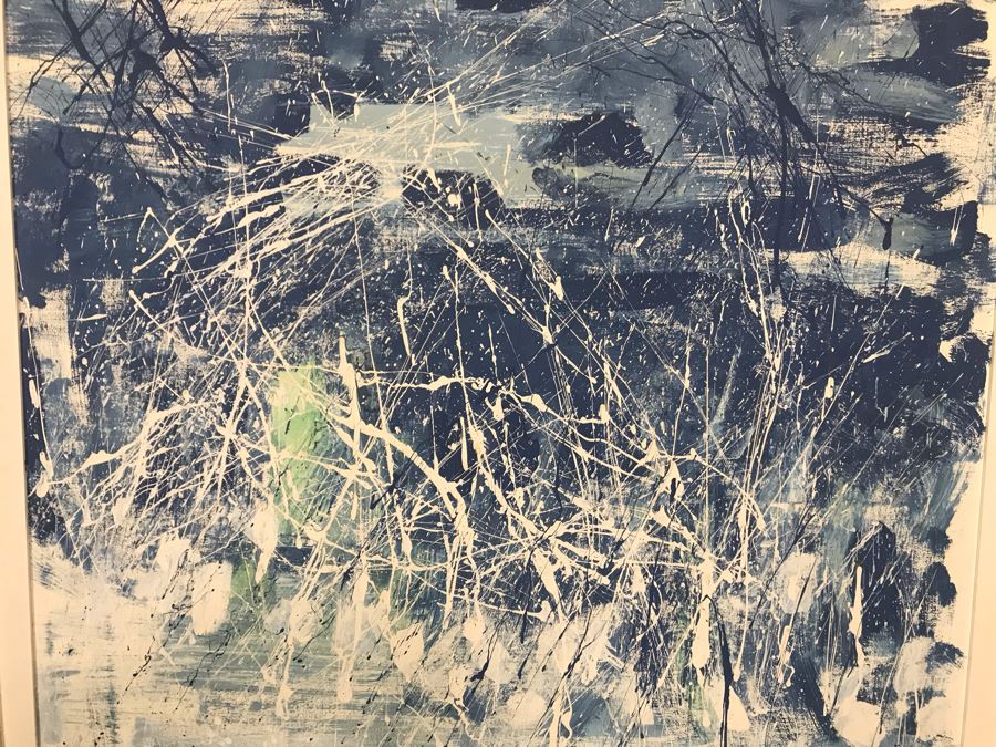 Evadne Baker (1937-1995) RARE Original Abstract Painting From Actress Evadne Baker (Played Sister Bernice In The Sound Of Music) Jackson Pollock Style Painting Framed 33 X 37 [Photo 5]