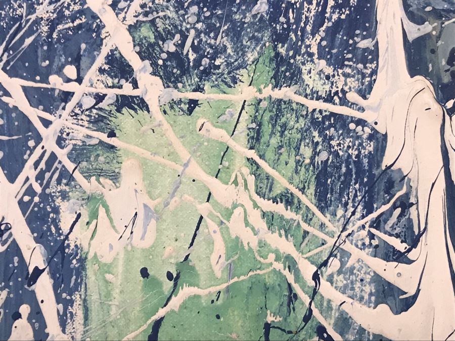 Evadne Baker (1937-1995) RARE Original Abstract Painting From Actress Evadne Baker (Played Sister Bernice In The Sound Of Music) Jackson Pollock Style Painting Framed 33 X 37 [Photo 10]