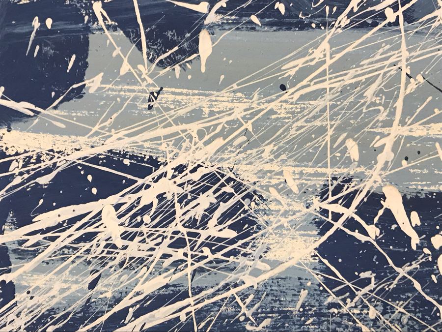 Evadne Baker (1937-1995) RARE Original Abstract Painting From Actress Evadne Baker (Played Sister Bernice In The Sound Of Music) Jackson Pollock Style Painting Framed 33 X 37 [Photo 11]