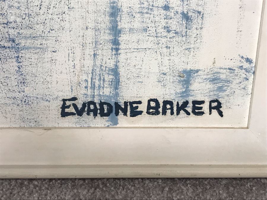 Evadne Baker (1937-1995) RARE Original Abstract Painting From Actress Evadne Baker (Played Sister Bernice In The Sound Of Music) Jackson Pollock Style Painting Framed 33 X 37 [Photo 4]