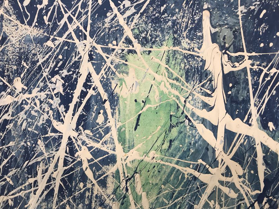 Evadne Baker (1937-1995) RARE Original Abstract Painting From Actress Evadne Baker (Played Sister Bernice In The Sound Of Music) Jackson Pollock Style Painting Framed 33 X 37 [Photo 9]