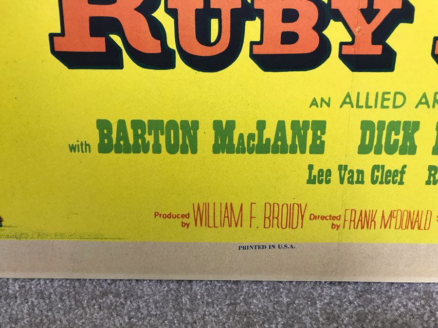 1955 Western Movie Poster 'Treasure Of Ruby Hills' Featuring Carole Mathews Allied Artists Picture 27 X 41 [Photo 8]