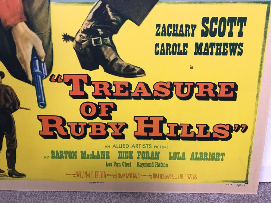 1955 Western Movie Poster 'Treasure Of Ruby Hills' Featuring Carole Mathews Allied Artists Picture 27 X 41 [Photo 5]