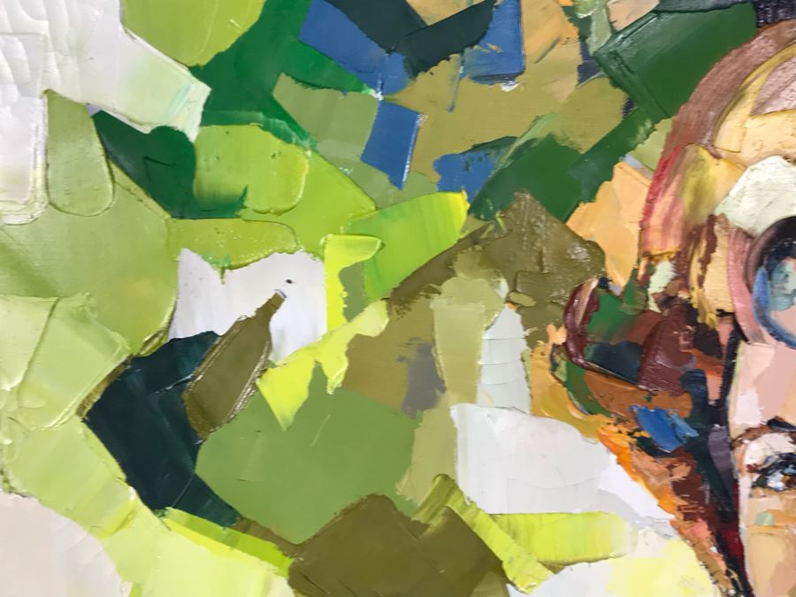 Large Original Marsha Gayle Oil Painting Portrait Of Actress Carole Mathews In Frame 40' X 60' [Photo 7]