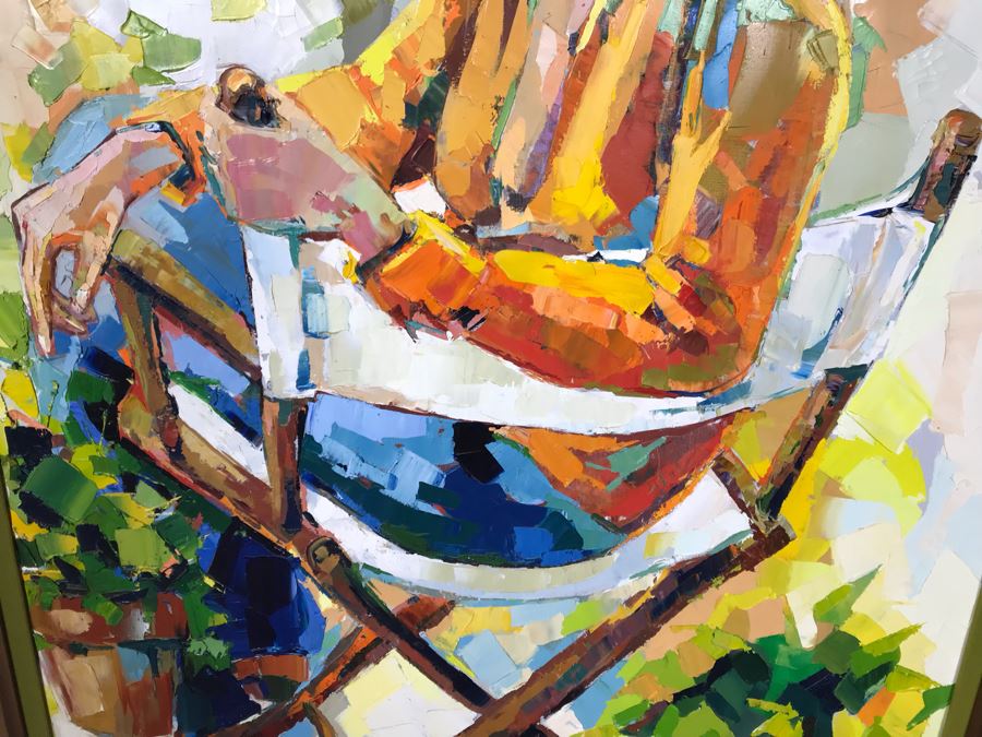 Large Original Marsha Gayle Oil Painting Portrait Of Actress Carole Mathews In Frame 40' X 60' [Photo 9]