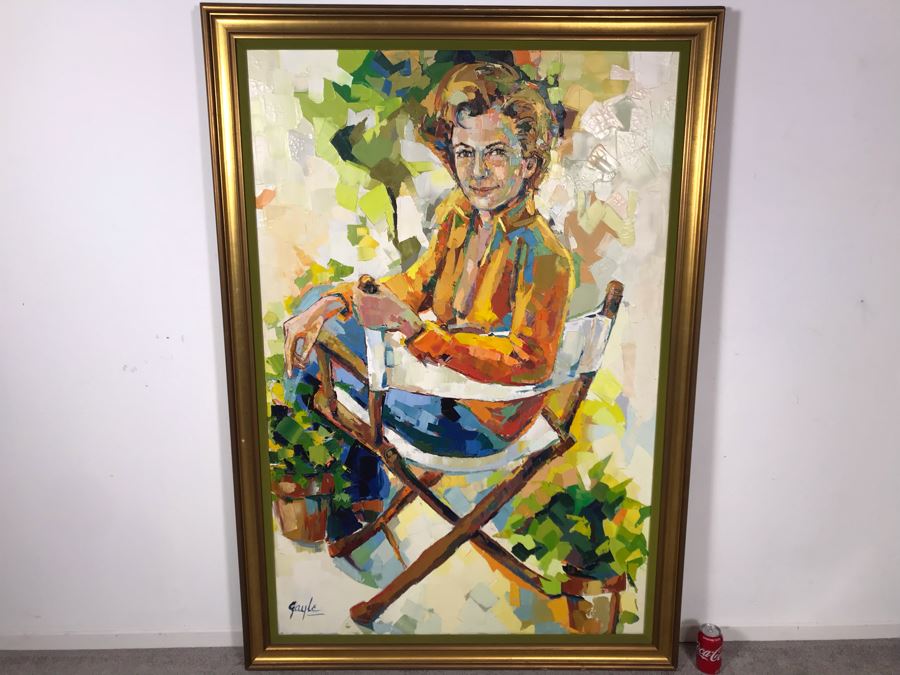 Large Original Marsha Gayle Oil Painting Portrait Of Actress Carole Mathews In Frame 40' X 60' [Photo 4]