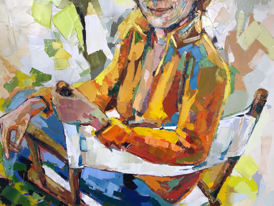 Large Original Marsha Gayle Oil Painting Portrait Of Actress Carole Mathews In Frame 40' X 60' [Photo 8]