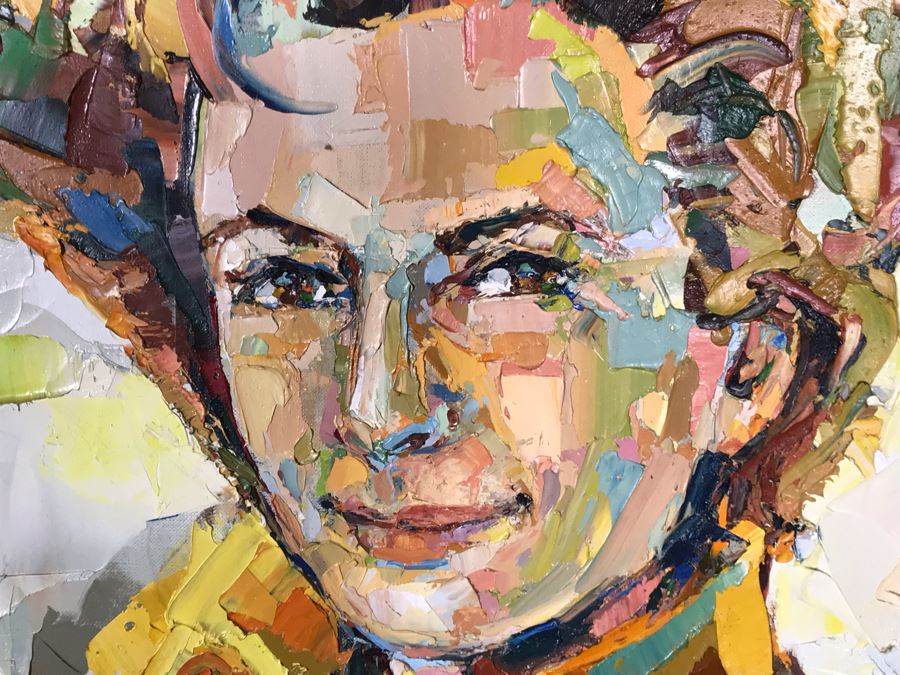 Large Original Marsha Gayle Oil Painting Portrait Of Actress Carole Mathews In Frame 40' X 60' [Photo 6]