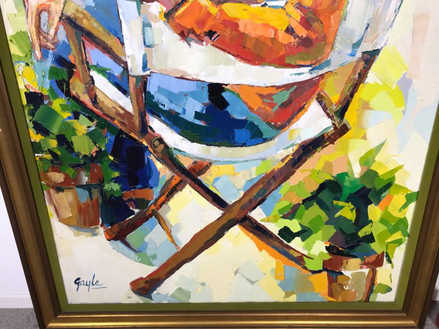 Large Original Marsha Gayle Oil Painting Portrait Of Actress Carole Mathews In Frame 40' X 60' [Photo 10]