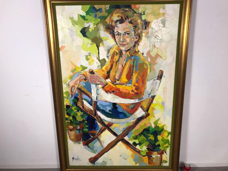 Large Original Marsha Gayle Oil Painting Portrait Of Actress Carole Mathews In Frame 40' X 60' [Photo 12]