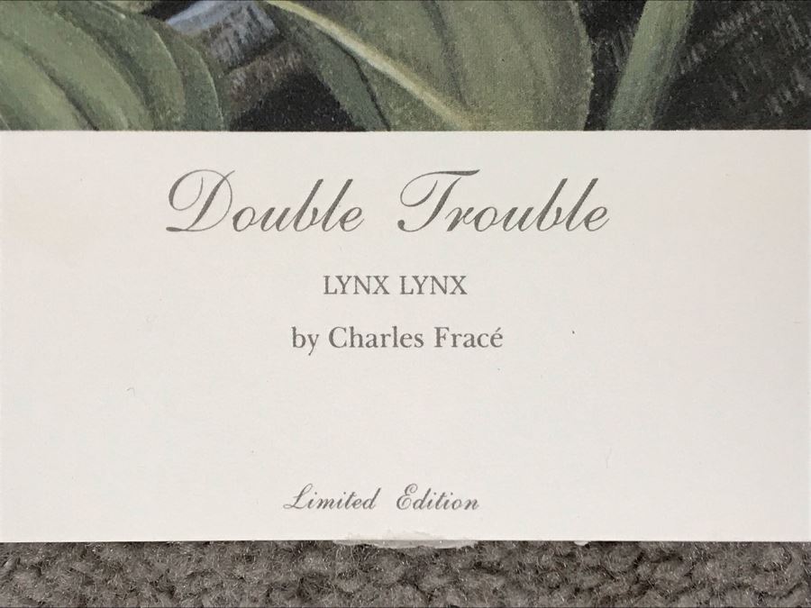 Charles Fracé (1926-2005) Hand Signed Limited Edition Print Titled 'Double Trouble' Of Lynx Pair 27 X 23 [Photo 7]