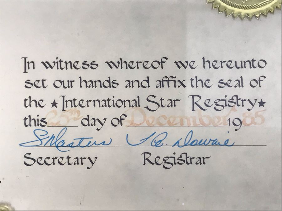Actress Carole Mathews Framed International Star Registry Certificate 1985 17 X 15 [Photo 4]