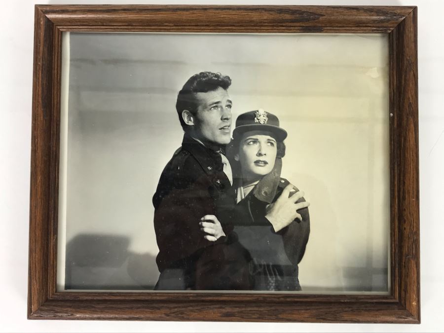 Framed B&W Photograph From Movie Scene Featuring Actress Carole Mathews 9.5 X 11.5