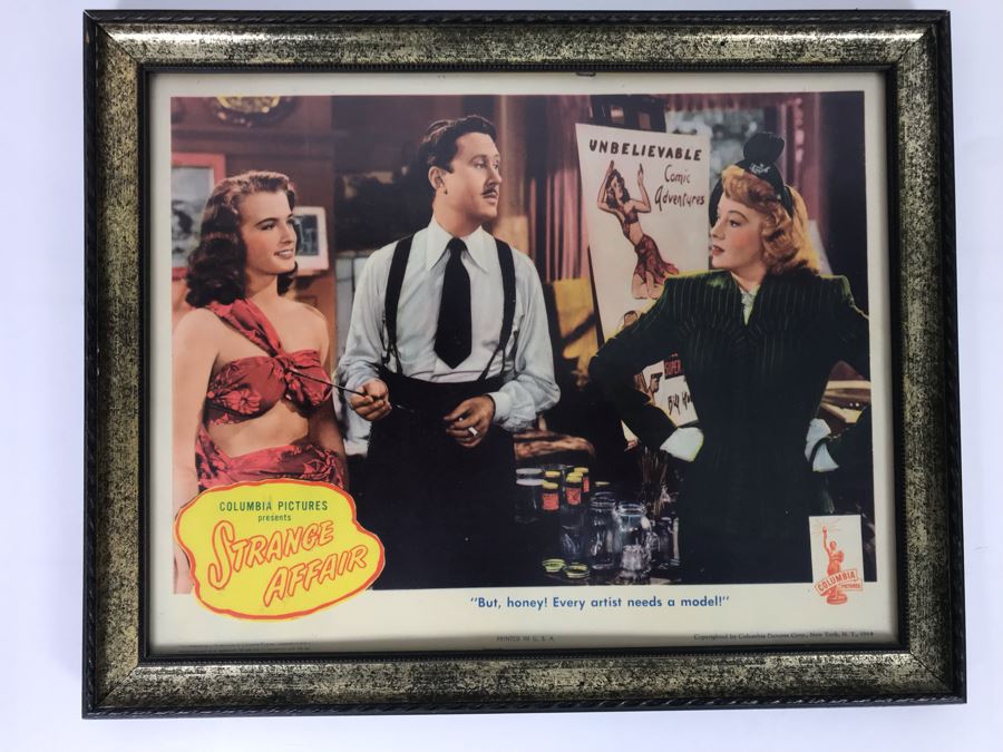 Strange Affair 1944 Movie Poster Lobby Card 'But, Honey! Every Artist Needs A Model!' Featuring Actress Carole Mathews Columbia Pictures Framed 15 X 12 [Photo 10]
