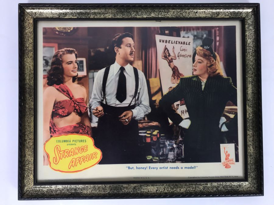 Strange Affair 1944 Movie Poster Lobby Card 'But, Honey! Every Artist Needs A Model!' Featuring Actress Carole Mathews Columbia Pictures Framed 15 X 12 [Photo 1]