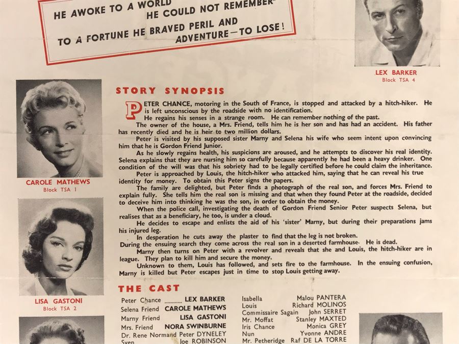 1958 The Strange Awakening Movie Poster / Information Featuring Carole Mathews 10 X 13 [Photo 8]