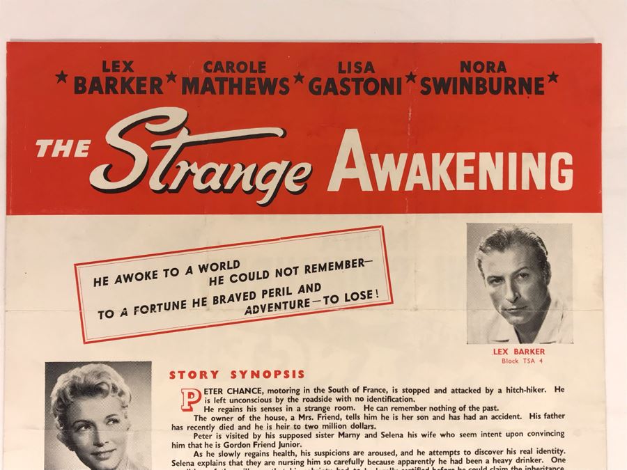1958 The Strange Awakening Movie Poster / Information Featuring Carole Mathews 10 X 13 [Photo 7]