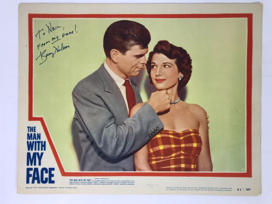 SIGNED By Barry Nelson The Man With My Face 1951 Movie Poster Lobby Card Featuring Actress Carole Mathews Allied Artist Picture [Photo 2]