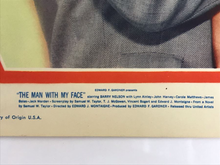 SIGNED By Barry Nelson The Man With My Face 1951 Movie Poster Lobby Card Featuring Actress Carole Mathews Allied Artist Picture [Photo 6]