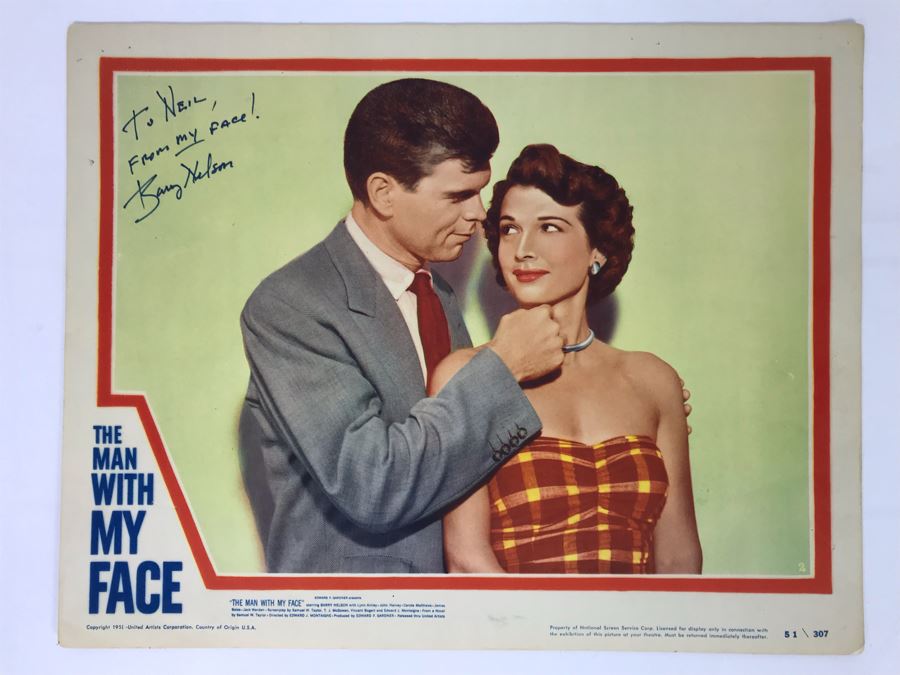 SIGNED By Barry Nelson The Man With My Face 1951 Movie Poster Lobby Card Featuring Actress Carole Mathews Allied Artist Picture [Photo 1]