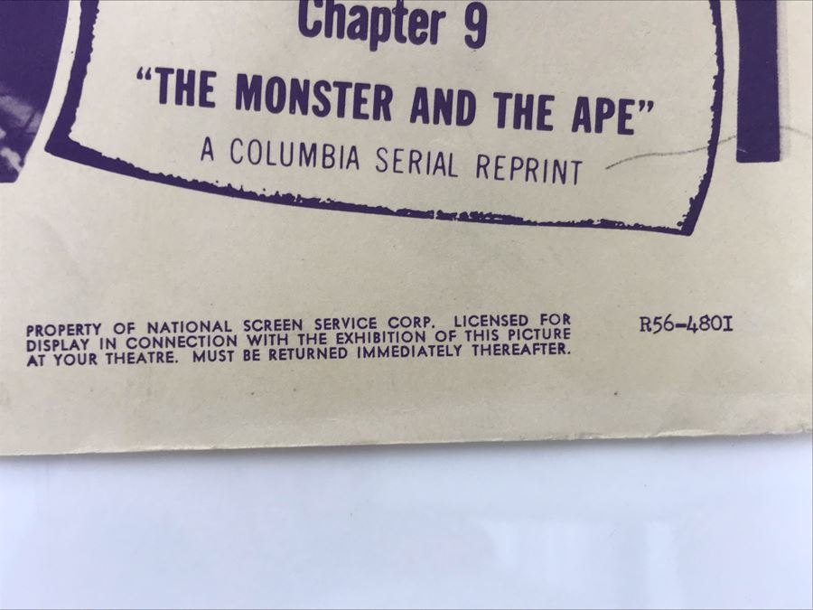 The Secret Tunnel Chapter 9 'The Monster And The Ape' 1956 Movie Poster Lobby Card Featuring Actress Carole Mathews Columbia Pictures Corp. [Photo 4]