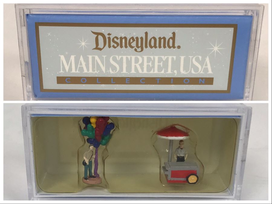 NEW Robert Olszewski Disneyland Main Street, USA Collection Miniatures Balloon Seller And Popcorn Vendor DL403 - Estimate $50-$100