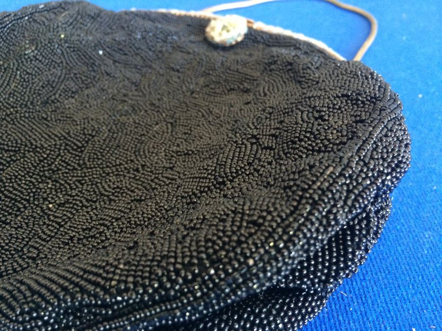Vintage Black Beaded Purse - Hand Made in France [Photo 2]