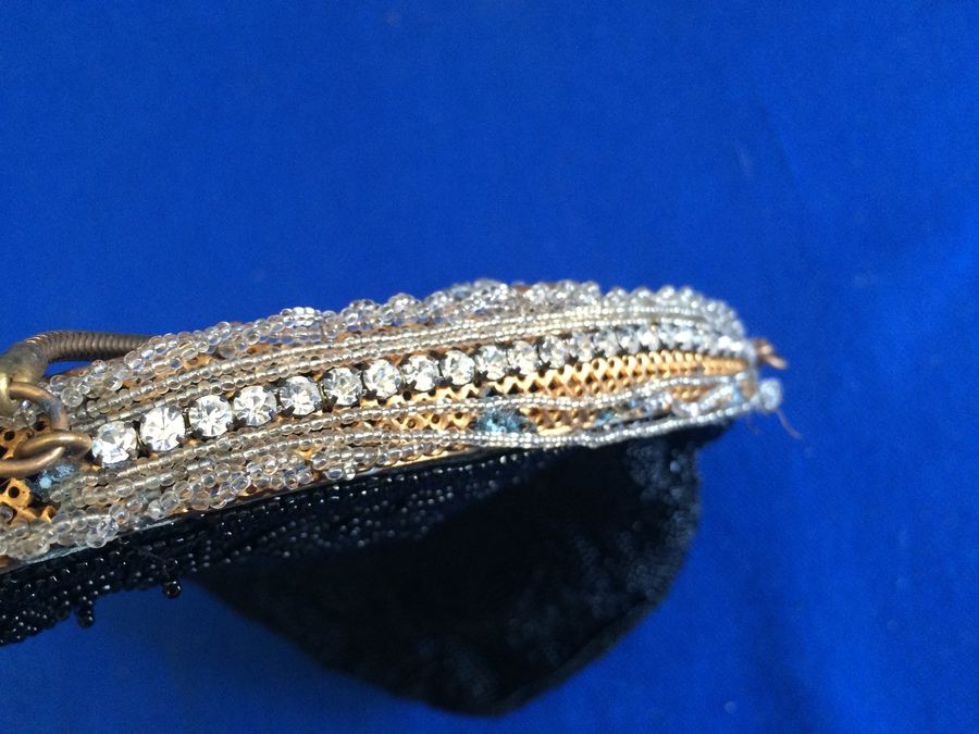Vintage Black Beaded Purse - Hand Made in France [Photo 8]