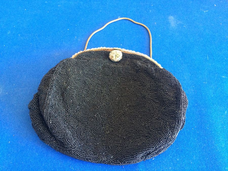 Vintage Black Beaded Purse - Hand Made in France [Photo 1]