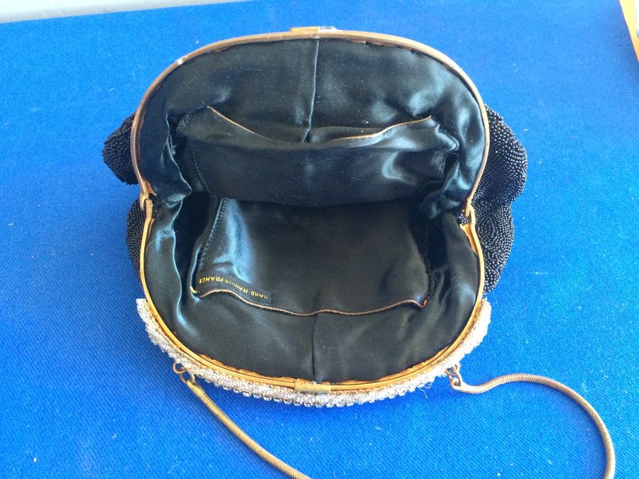 Vintage Black Beaded Purse - Hand Made in France [Photo 9]