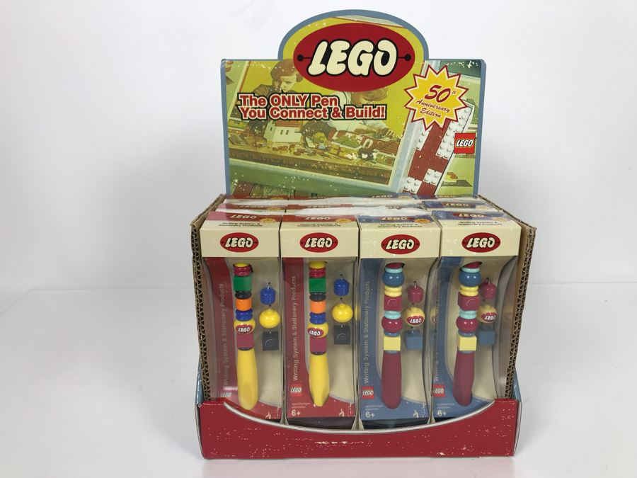NEW LEGO 50th Anniversary Edition Pens With Store Display Merchandiser Total Of 12 Pens