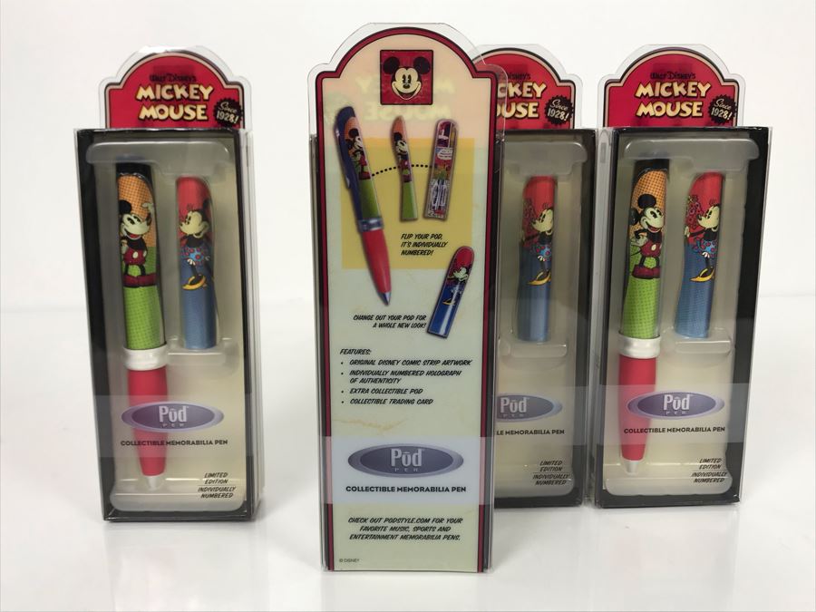 Four Walt Disney's Mickey Mouse Pod Pens Limted Edition / Individually Numbered Red Grips [Photo 4]