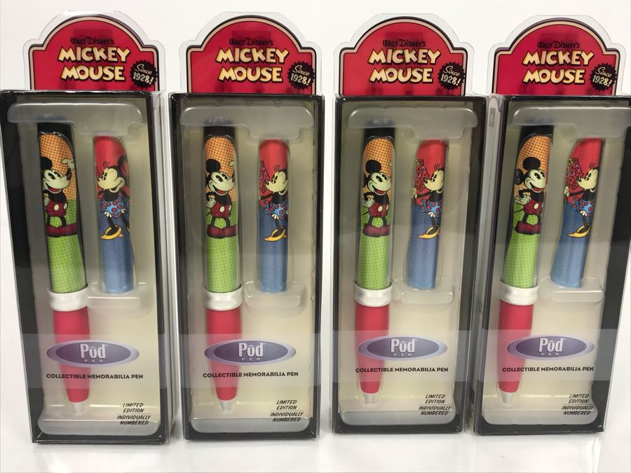 Four Walt Disney's Mickey Mouse Pod Pens Limted Edition / Individually Numbered Red Grips [Photo 2]