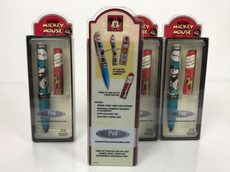Four Walt Disney's Mickey Mouse Pod Pens Limted Edition / Individually Numbered Blue Grips [Photo 4]