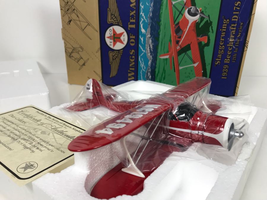 NEW Wings Of Texaco 'Staggerwing' 1939 Beechcraft D17S Airplane Die-Cast Metal Replica 12th In The Series Ertl Collectibles [Photo 1]
