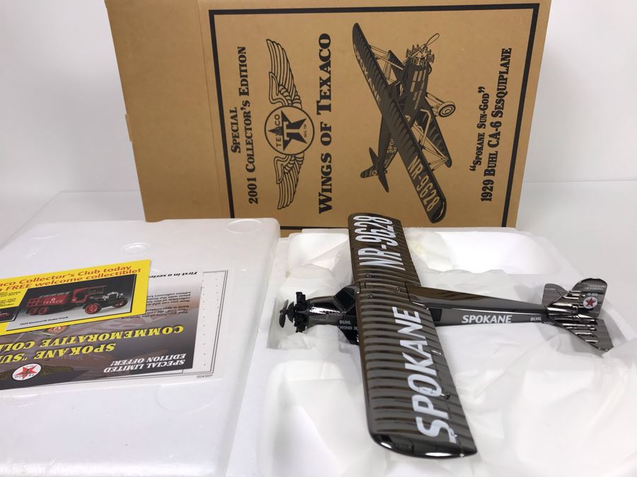 NEW Wings Of Texaco 'Spokane Sun-God' 1929 Buhl CA-6 Sesquiplane Airplane Die-Cast Metal Replica Special 2001 Collector's Edition Ertl Collectibles 9th In The Series [Photo 2]