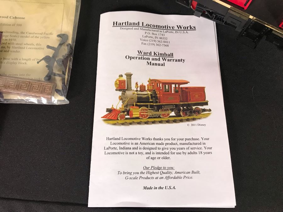 Ward Kimball Hartland Locomotive Works Disneyland Railroad Train Engine W/ SIGNED Michael Broggie Limited Edition Walt Disney's Centennial Carolwood Pacific Caboose Official Disneyana Convention & Carolwood Flat Car, Gondola, Cattle Car And Box Car Train [Photo 7]