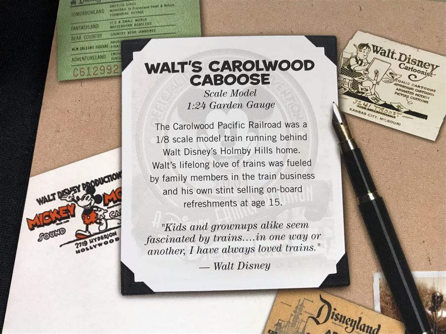 Ward Kimball Hartland Locomotive Works Disneyland Railroad Train Engine W/ SIGNED Michael Broggie Limited Edition Walt Disney's Centennial Carolwood Pacific Caboose Official Disneyana Convention & Carolwood Flat Car, Gondola, Cattle Car And Box Car Train [Photo 19]