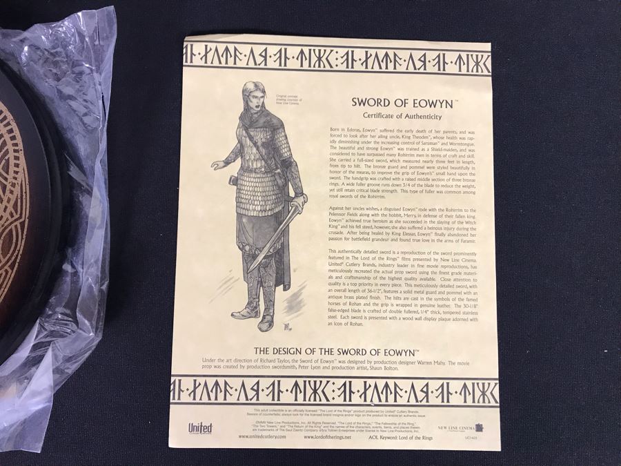 The Lord Of The Rings Sword Of EOWYN With Box And Certificate Of Authenticity By United Cutlery Brands [Photo 10]