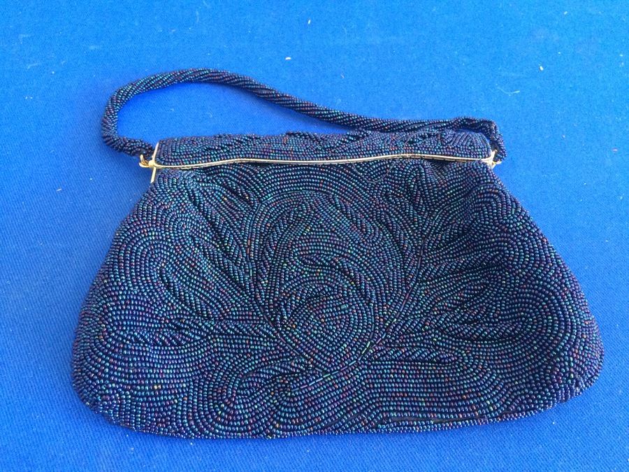 Vintage Black Purple Beaded Purse - Japan [Photo 1]