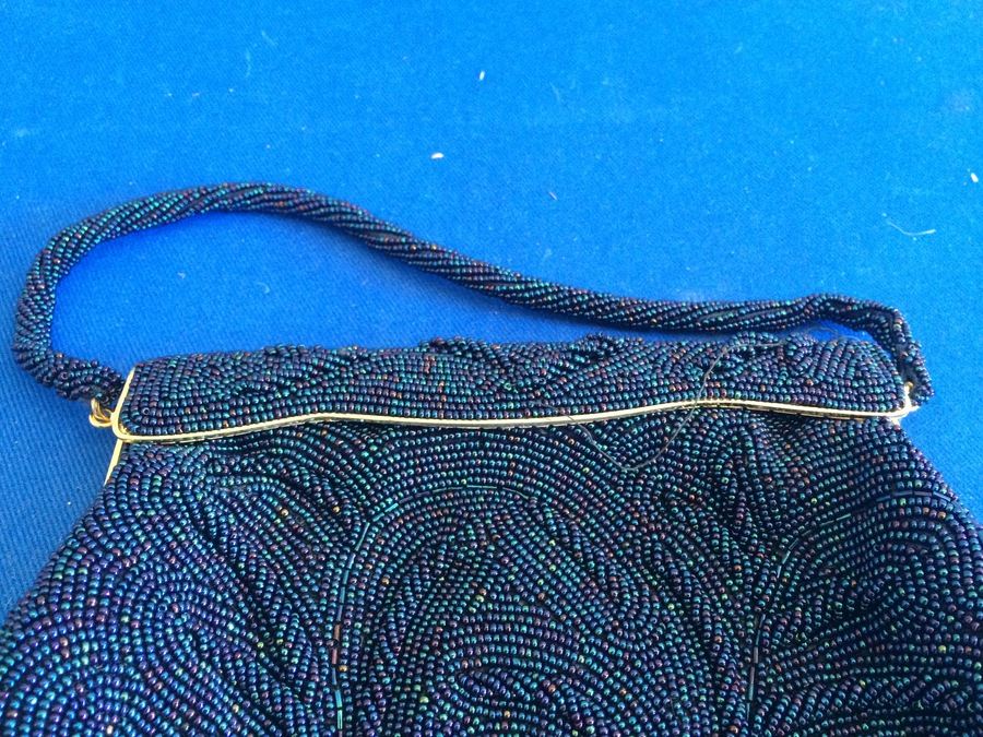 Vintage Black Purple Beaded Purse - Japan [Photo 3]