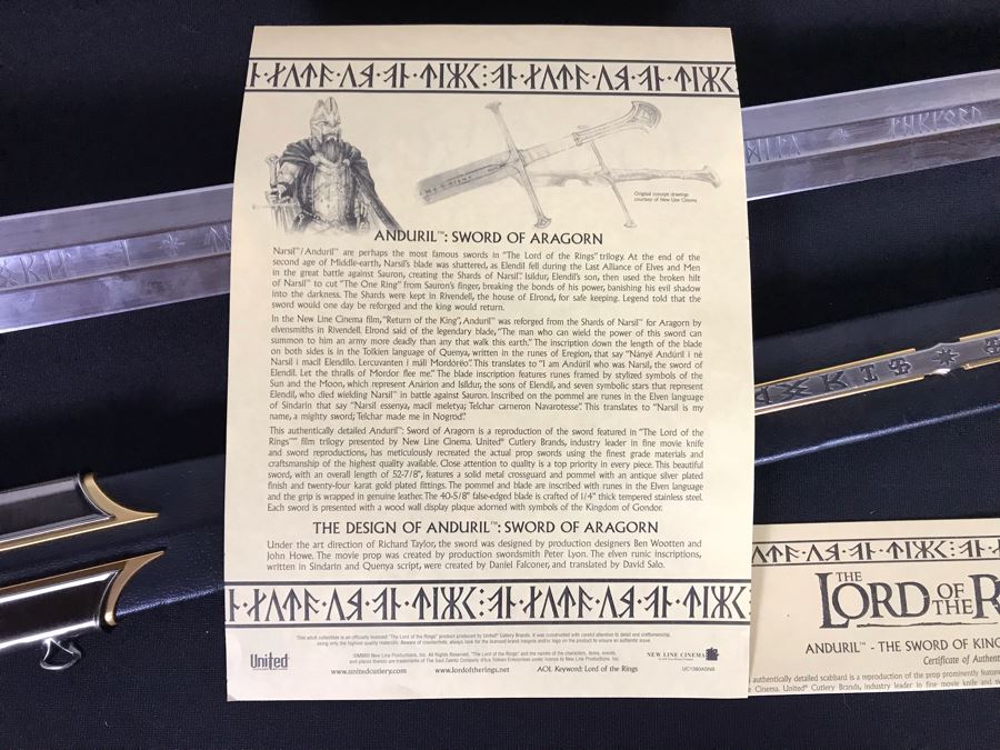 The Lord Of The Rings Anduril: The Sword Of King Elessar With Scabbard, Boxes And Certificates Of Authenticity By United Cutlery Brands [Photo 14]