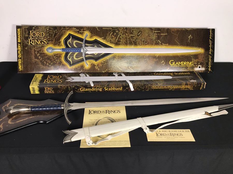 The Lord Of The Rings Glamdring: The Sword Of Gandalf The White With Glamdring Scabbard, Boxes And Certificates Of Authenticity By United Cutlery Brands