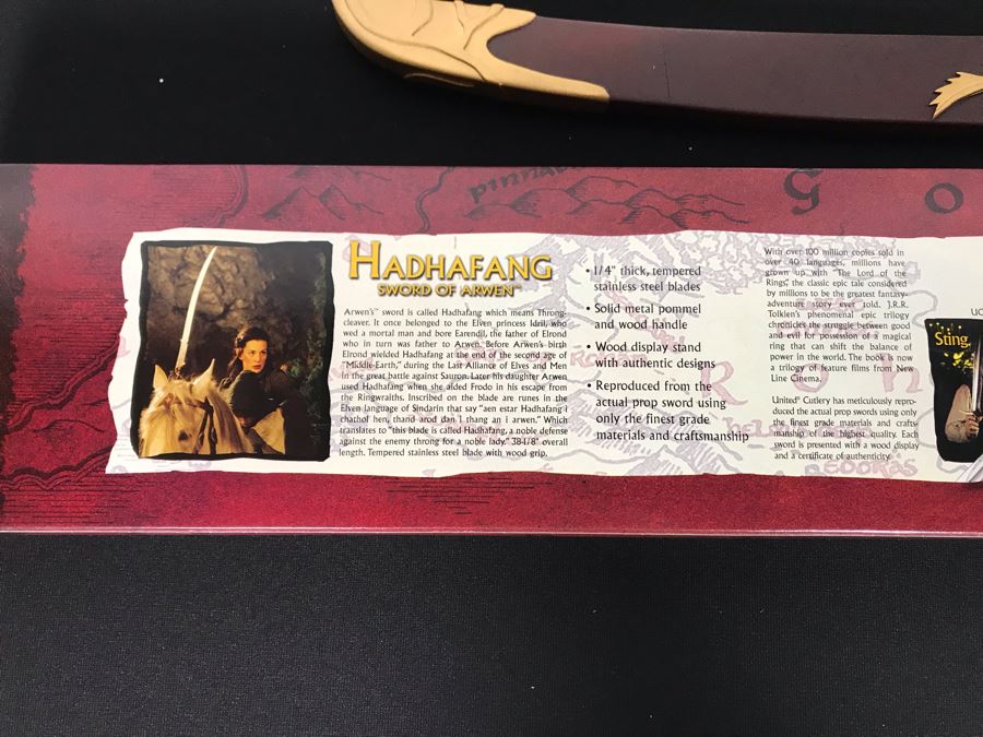 The Lord Of The Rings Hadhafang Sword Of Arwen With Box By United Cutlery Brands [Photo 15]