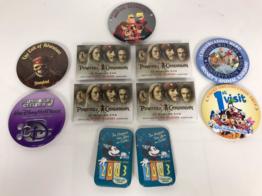 Various Disney Disneyland Buttons