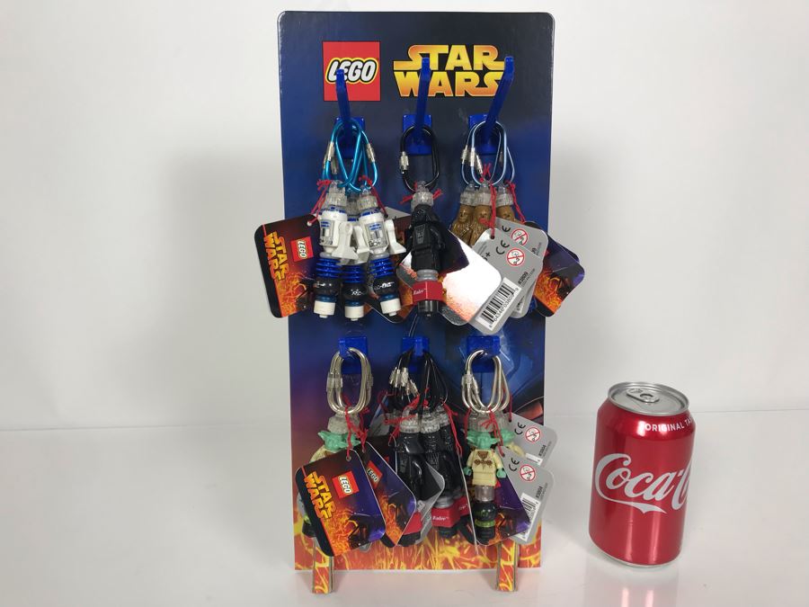 LEGO Star Wars Keychains With Store Display Merchadiser Includes R2-D2, Darth Vader, Yoda And Chewbacca - 24 Total Key Chains