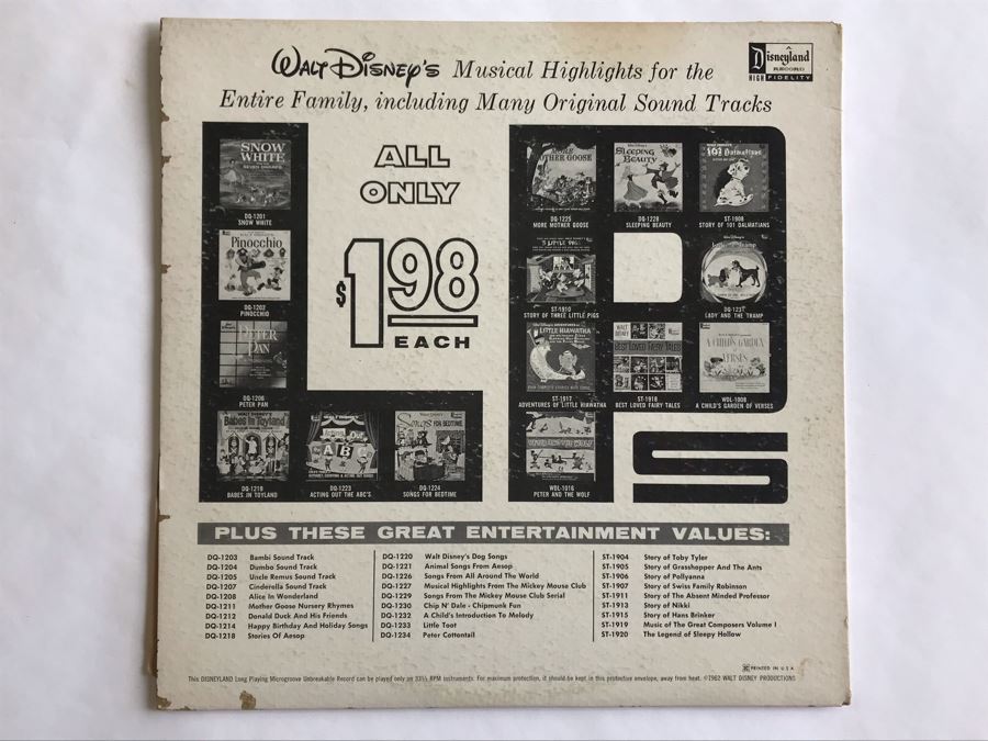 Walt Disney Presents A Child's Introduction TO Melody Disneyland Record DQ-1232 [Photo 2]